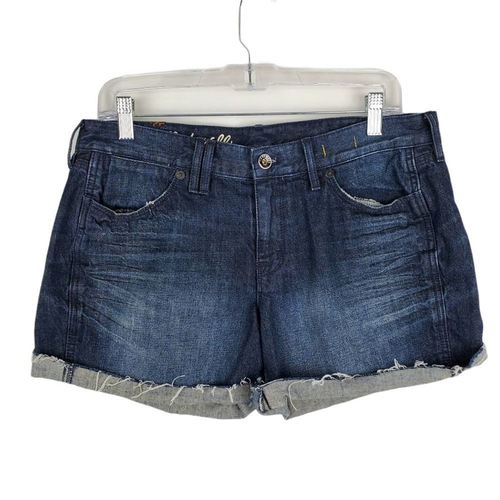 Madewell Cuffed Denim Jean Shorts Dark Wash Freyed Womens 29 Summer Beach Casual